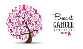 Progettazione dell'albero di nastro di concetto di consapevolezza del cancro al seno illustrazione vettoriale Progettazione dell'albero di nastro di concetto di consapevolezza del cancro al seno illustrazione vettoriale