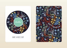Progettazione della copertura con il modello floreale Fiori creativi disegnati a mano Fondo artistico variopinto con il fiore Immagini Stock Libere da Diritti Progettazione della copertura con il modello floreale Fiori creativi disegnati a mano Fondo artistico variopinto con il fiore Immagini Stock Libere da Diritti