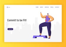Progettazione di carattere aerobica di forma fisica per la pagina d'atterraggio Esercizio dell'uomo di Crossfit nello stile di vi royalty illustrazione gratis Progettazione di carattere aerobica di forma fisica per la pagina d'atterraggio Esercizio dell'uomo di Crossfit nello stile di vi royalty illustrazione gratis