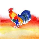 Progettazione di carta cinese del nuovo anno con il gallo rosso, un simbolo dello zodiaco di 2017, sul fondo ardente dell'acquere Immagine Stock Progettazione di carta cinese del nuovo anno con il gallo rosso, un simbolo dello zodiaco di 2017, sul fondo ardente dell'acquere Immagine Stock