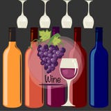 Progettazione variopinta con le bottiglie ed i vetri royalty illustrazione gratis Progettazione variopinta con le bottiglie ed i vetri royalty illustrazione gratis