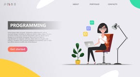 Programador no conceito do trabalho ilustração stock Programador no conceito do trabalho ilustração stock
