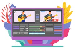 Programme de Live Stream Video Editor Computer illustration de vecteur Programme de Live Stream Video Editor Computer illustration de vecteur