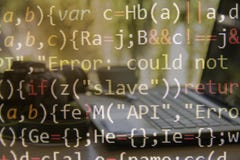 Programmera kod med datorbakgrund av programvara royaltyfri bild Programmera kod med datorbakgrund av programvara royaltyfri bild