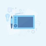 Projekta pomysłu projektant grafik komputerowych ikony Rysunkowej sieci Cienka linia ilustracja wektor Projekta pomysłu projektant grafik komputerowych ikony Rysunkowej sieci Cienka linia ilustracja wektor