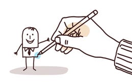Projektant ręka rysuje kreskówka biznesmena ilustracji Projektant ręka rysuje kreskówka biznesmena ilustracji
