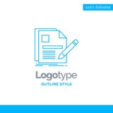 Projeto azul do logotipo para o documento, arquivo, página, pena, resumo Negócios ilustração do vetor Projeto azul do logotipo para o documento, arquivo, página, pena, resumo Negócios ilustração do vetor