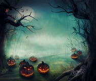 Projeto de Halloween - abóboras da floresta ilustração stock Projeto de Halloween - abóboras da floresta ilustração stock