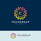 Projeto do logotipo da letra inicial C do grupo da tecnologia útil para o logotipo da empresa ilustração royalty free Projeto do logotipo da letra inicial C do grupo da tecnologia útil para o logotipo da empresa ilustração royalty free