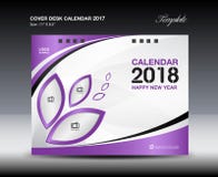 Projeto roxo do calendário de mesa 2018 da tampa, molde do inseto, anúncios ilustração stock Projeto roxo do calendário de mesa 2018 da tampa, molde do inseto, anúncios ilustração stock