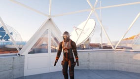 Promenade d'astronaute dans l'intérieur de la science fiction martien Concept de la science fiction rendu 3d illustration de vecteur Promenade d'astronaute dans l'intérieur de la science fiction martien Concept de la science fiction rendu 3d illustration de vecteur