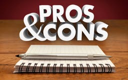Pros - y - contra que pesa la pluma de la libreta de las negativas de los positivos libre illustration Pros - y - contra que pesa la pluma de la libreta de las negativas de los positivos libre illustration