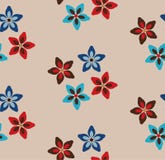 Prosty bezszwowy kwiecisty wzór Beżowy tło z czerwienią, brązem i błękitem, kwitnie ilustracja wektor Prosty bezszwowy kwiecisty wzór Beżowy tło z czerwienią, brązem i błękitem, kwitnie ilustracja wektor