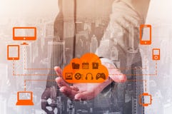 Protect cloud information data concept. Security and safety of cloud data Stock Photography Protect cloud information data concept. Security and safety of cloud data Stock Photography
