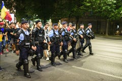 Protesta antigovernativa a Bucarest - 12 agosto 2018 Fotografie Stock Protesta antigovernativa a Bucarest - 12 agosto 2018 Fotografie Stock