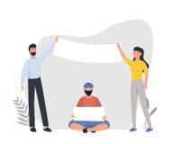 Protestando os povos que guardam bandeiras e cartazes Homens e mulheres que participam na parada ou na reunião Ilustração do veto ilustração stock Protestando os povos que guardam bandeiras e cartazes Homens e mulheres que participam na parada ou na reunião Ilustração do veto ilustração stock