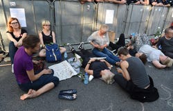 Protesten tegen overheid in Polen stock foto Protesten tegen overheid in Polen stock foto