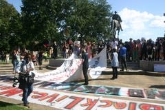 Protesters call for removal of confederate statue in Memphis Royalty Free Stock Photo Protesters call for removal of confederate statue in Memphis Royalty Free Stock Photo