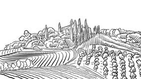 Provence-Landschaft Apple pflanzen und Weinberg vektor abbildung Provence-Landschaft Apple pflanzen und Weinberg vektor abbildung