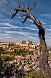 Provence Village Gordes Overlook With Dry Tree Royalty Free Stock Photos