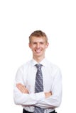 Przystojny młody biznesowego mężczyzna szczęśliwy uśmiech obrazy stock Przystojny młody biznesowego mężczyzna szczęśliwy uśmiech obrazy stock