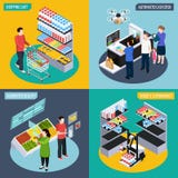 Przyszłościowy Super rynku Isometric pojęcie ilustracji Przyszłościowy Super rynku Isometric pojęcie ilustracji