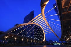 Pubic skywalk bridge. Pubic skywalk at bangkok downtown square night in business zone stock image Pubic skywalk bridge. Pubic skywalk at bangkok downtown square night in business zone stock image