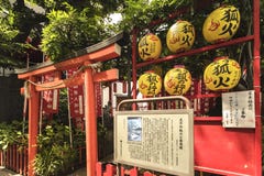 Puerta de Torii de la pequeña capilla sintoísta de Shozoku Inari dedicada al Uga-ningún-Mita fotos de archivo libres de regalías Puerta de Torii de la pequeña capilla sintoísta de Shozoku Inari dedicada al Uga-ningún-Mita fotos de archivo libres de regalías