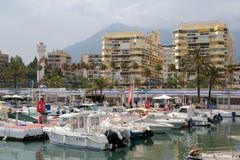 PUERTO BANUS, ANDALUCIA/SPAIN - JULY 6 : View of the Harbour in royalty free stock images PUERTO BANUS, ANDALUCIA/SPAIN - JULY 6 : View of the Harbour in royalty free stock images