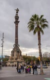 Puerto de Barcelona de la estatua de Christopher Columbus Fotos de archivo libres de regalías Puerto de Barcelona de la estatua de Christopher Columbus Fotos de archivo libres de regalías