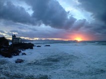 Puesta del sol hermosa en Biarritz Francia fotografía de archivo libre de regalías Puesta del sol hermosa en Biarritz Francia fotografía de archivo libre de regalías