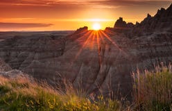 Puesta del sol sobre los Badlands de Dakota del Sur Puesta del sol sobre los Badlands de Dakota del Sur