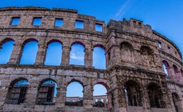 PULA, KROATIË die Roman arena's in de Wereld, oud monument overleven stock foto's PULA, KROATIË die Roman arena's in de Wereld, oud monument overleven stock foto's