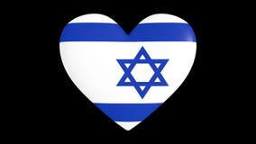 Pulsating heart in the colors of Israel flag, on a black background, 3d rendering. vector illustration Pulsating heart in the colors of Israel flag, on a black background, 3d rendering. vector illustration