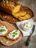 Pumpkin Bread With Cream Cheese Royalty Free Stock Image