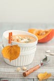 Pumpkin Cream Soup In A White Plate Royalty Free Stock Images