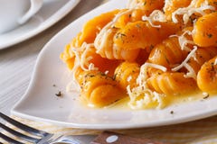 Pumpkin gnocchi with cheese and butter. Horizontal stock images Pumpkin gnocchi with cheese and butter. Horizontal stock images