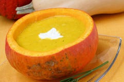Pumpkin Soup With Cream Stock Photo Pumpkin Soup With Cream Stock Photo