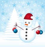 Pupazzo di neve che decora l'albero di Natale. illustrazione di stock Pupazzo di neve che decora l'albero di Natale. illustrazione di stock