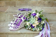 Purple color wedding accessories with baw tie stock photo Purple color wedding accessories with baw tie stock photo