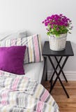 Purple Flowers In A Bright Bedroom Stock Image Purple Flowers In A Bright Bedroom Stock Image