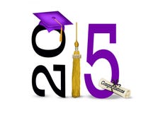 Purple graduation cap for 2015. Purple graduation cap and gold tassel for class of 2015 on white vector illustration Purple graduation cap for 2015. Purple graduation cap and gold tassel for class of 2015 on white vector illustration