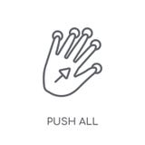 Push all fingers to expand linear icon. Modern outline Push all royalty free illustration Push all fingers to expand linear icon. Modern outline Push all royalty free illustration