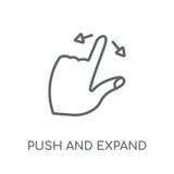 Push and expand gesture linear icon. Modern outline Push and exp royalty free illustration Push and expand gesture linear icon. Modern outline Push and exp royalty free illustration