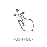 Push four fingers and move gesture linear icon. Modern outline P royalty free illustration Push four fingers and move gesture linear icon. Modern outline P royalty free illustration