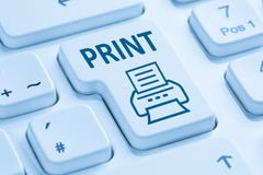 Push print button printing printer blue computer keyboard
