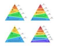 Pyramid, layers chart infographic vector elements with different numbers of levels