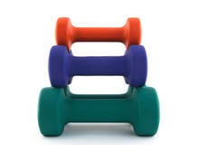 Pyramid Of Colorful Dumbbells Royalty Free Stock Image