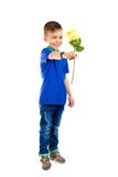 Pysen ler och rymmer ut en blomma royaltyfri bild Pysen ler och rymmer ut en blomma royaltyfri bild