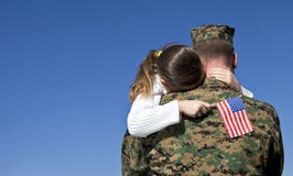 Père militaire et descendant réunis images libres de droits Père militaire et descendant réunis images libres de droits